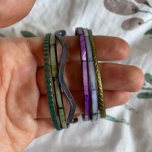 Six artisanal skinny bangles from the early 2010s (from a craft fair)